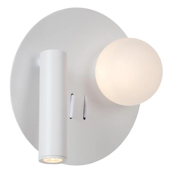 Lucide MATIZ - Bedside lamp / Wall light - Ø 16,5 cm - LED - 3000K - With USB charging point - White - detail 1